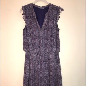 Purple Patterned Midi Dress